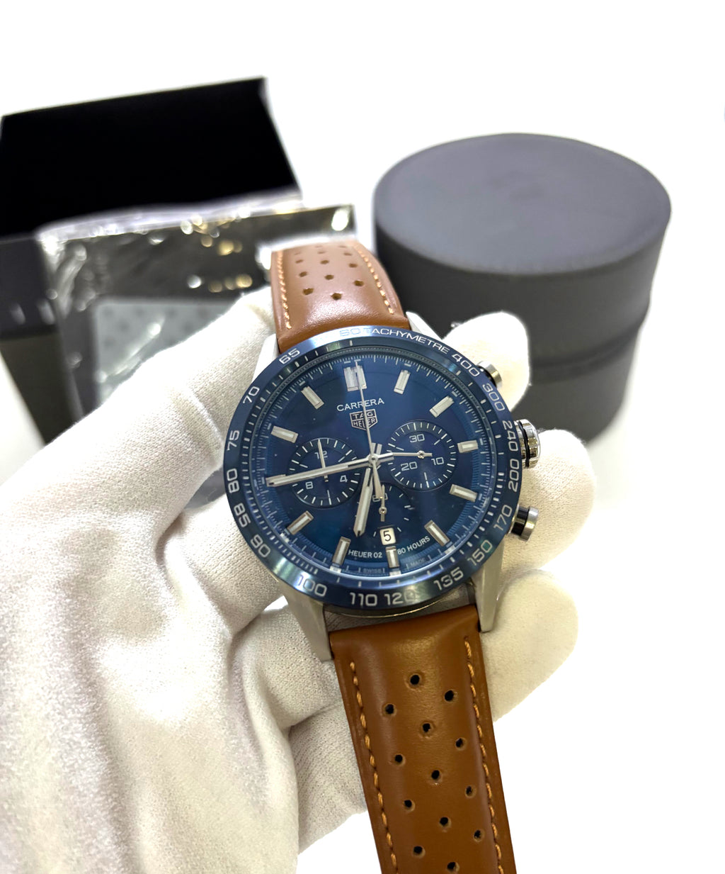 Relogio Tag Heuer Carrera - Couro 43mm - Safira - Quartzo