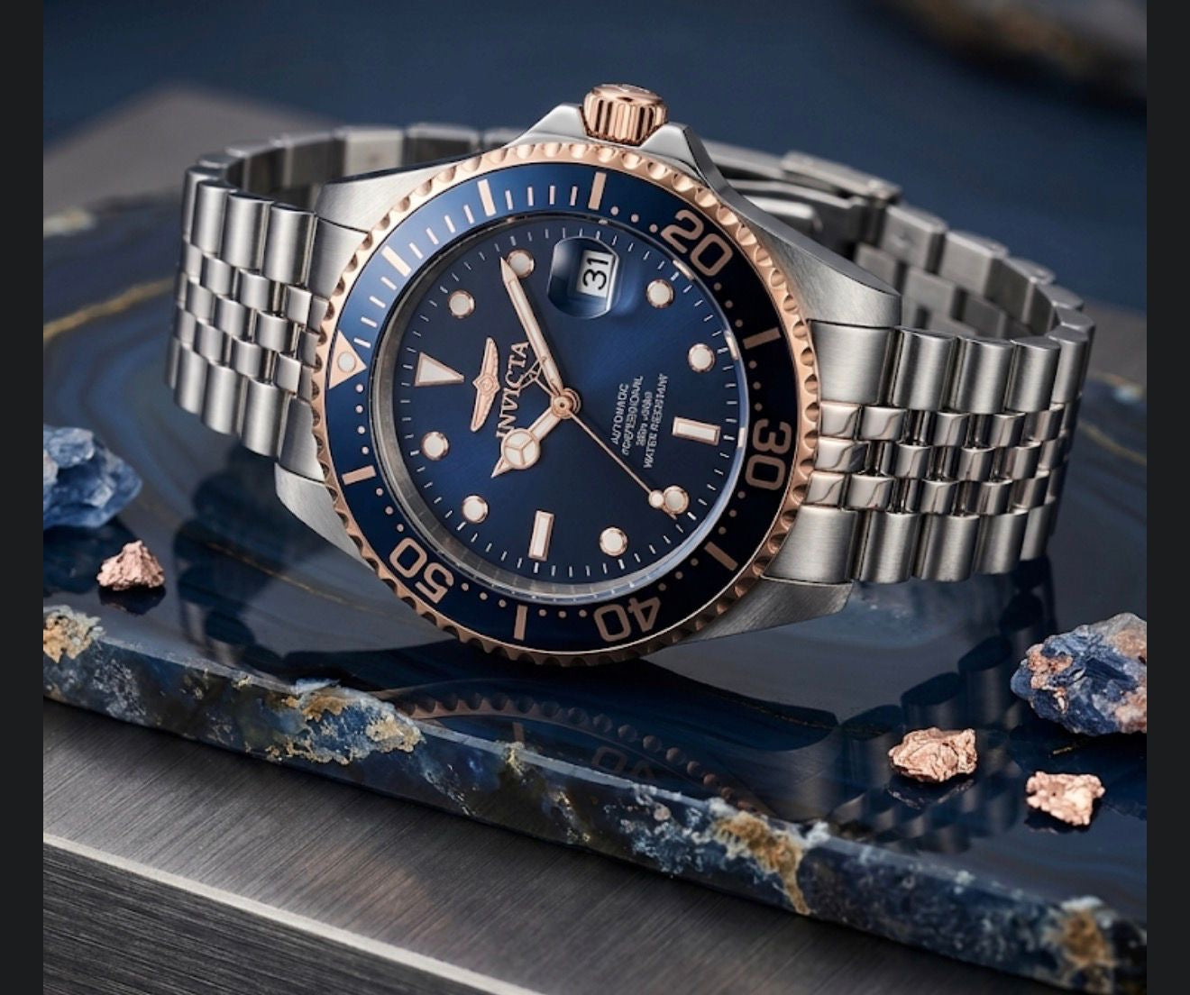 Relógio Invicta Automático Pro Diver Azul Bicolor Aço Inox Original - 42mm