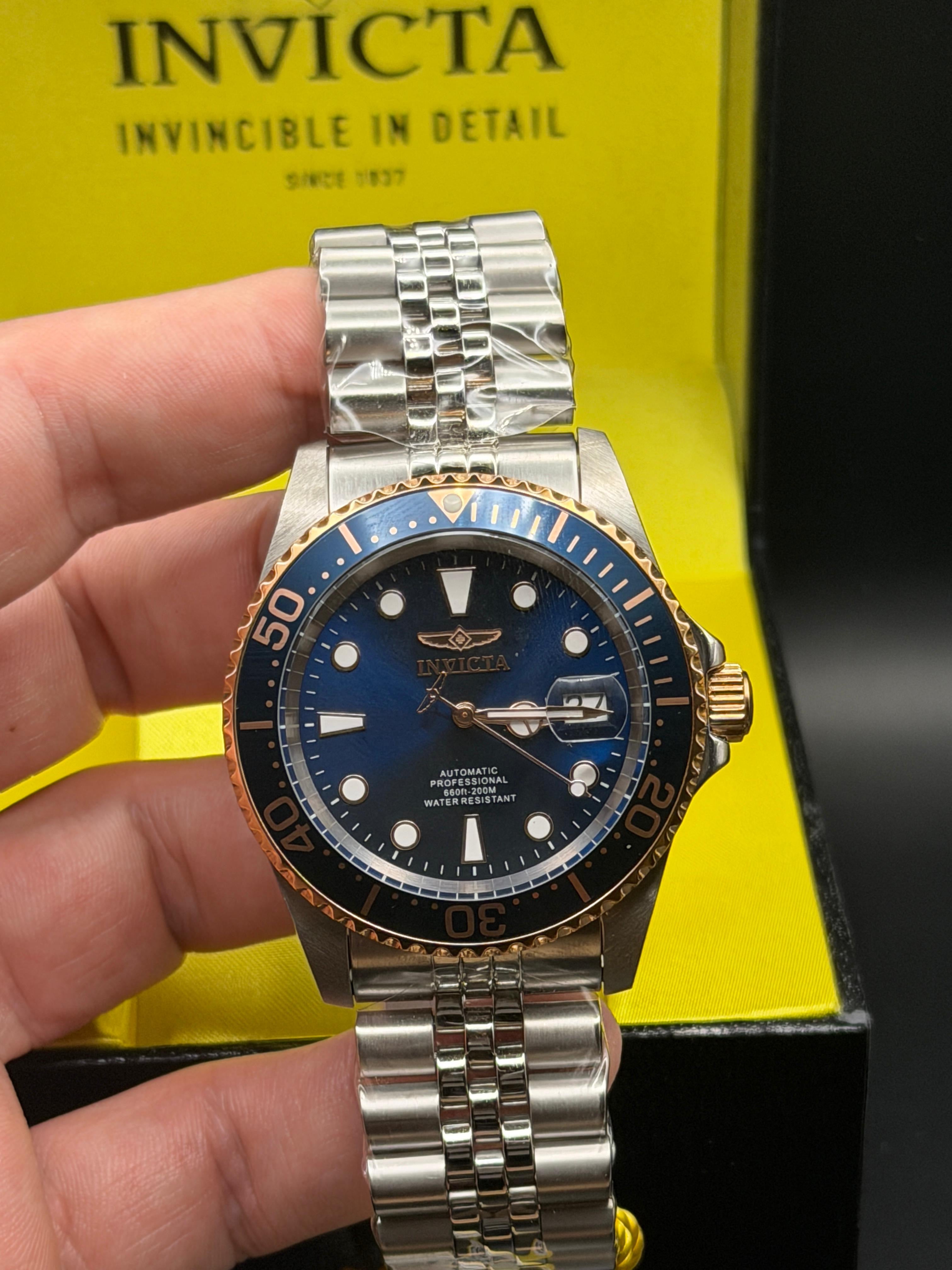 Relógio Invicta Automático Pro Diver Azul Bicolor Aço Inox Original - 42mm