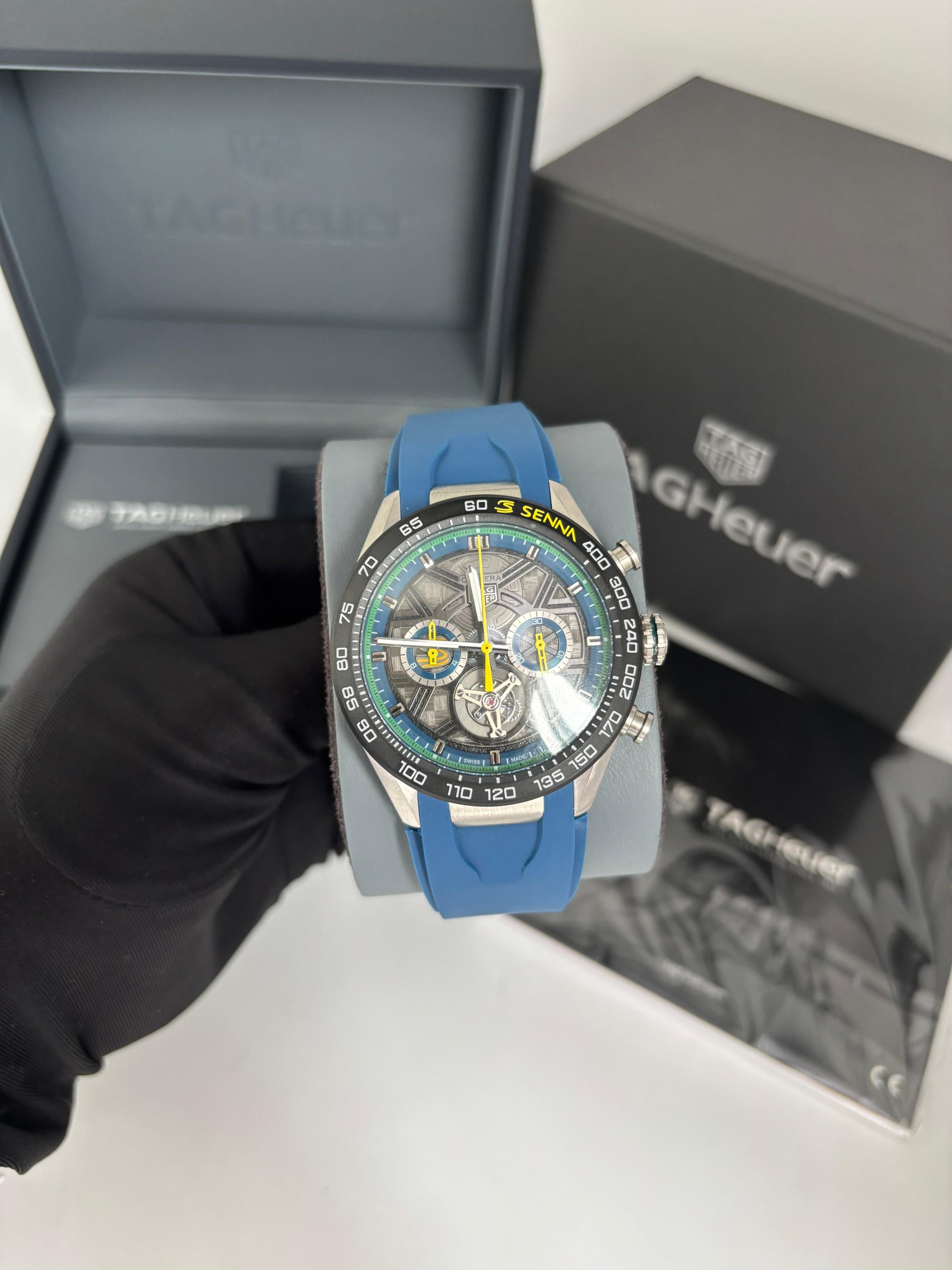 Tag Heuer Carrera Azul Borracha 43mm - Quartzo - Vidro Safira