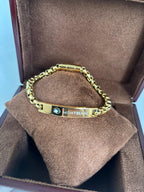 Pulseira Masculina Estilo Montblanc Premium – Aço Dourado com Placa Central Refinada