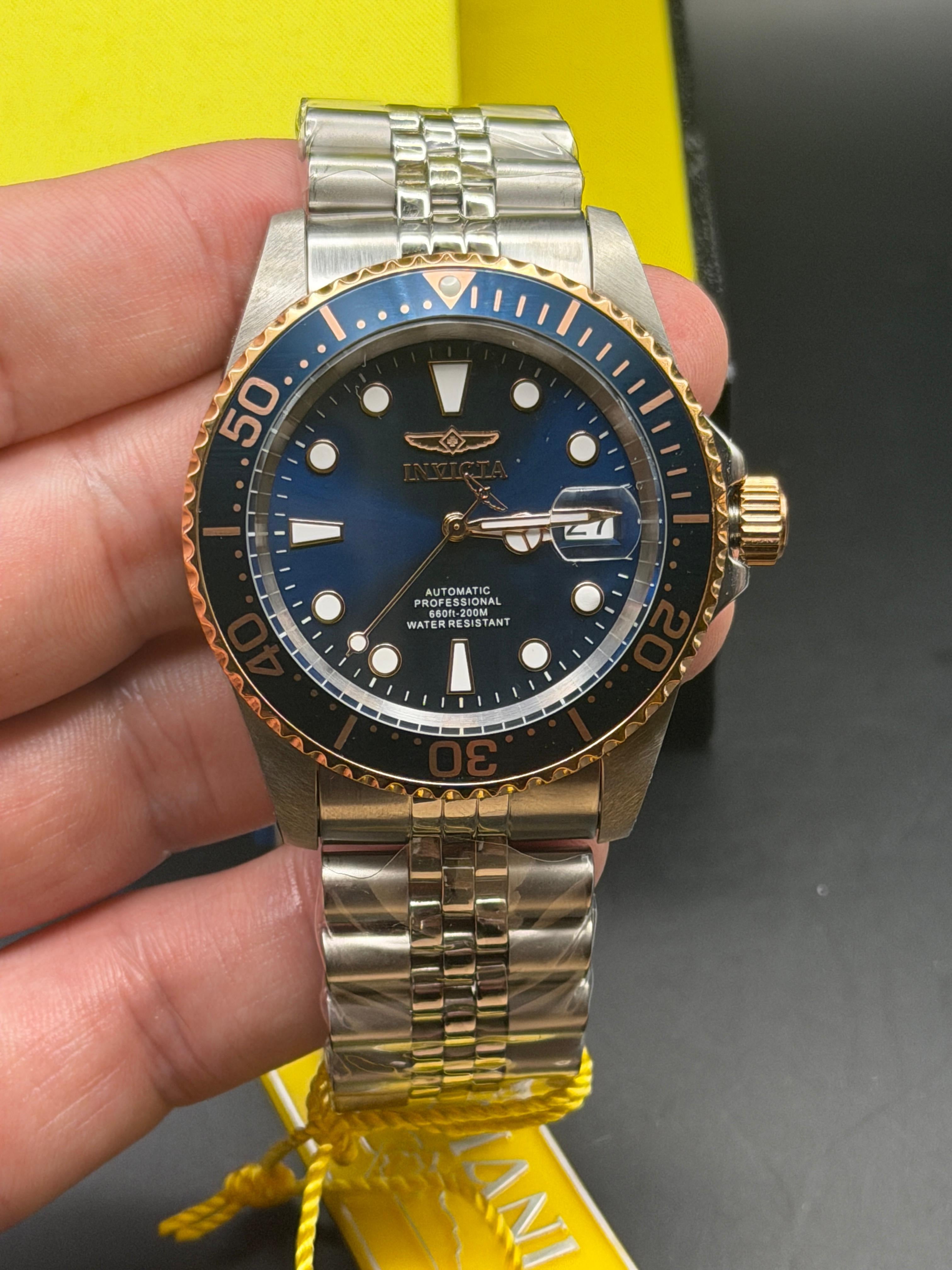Relógio Invicta Automático Pro Diver Azul Bicolor Aço Inox Original - 42mm