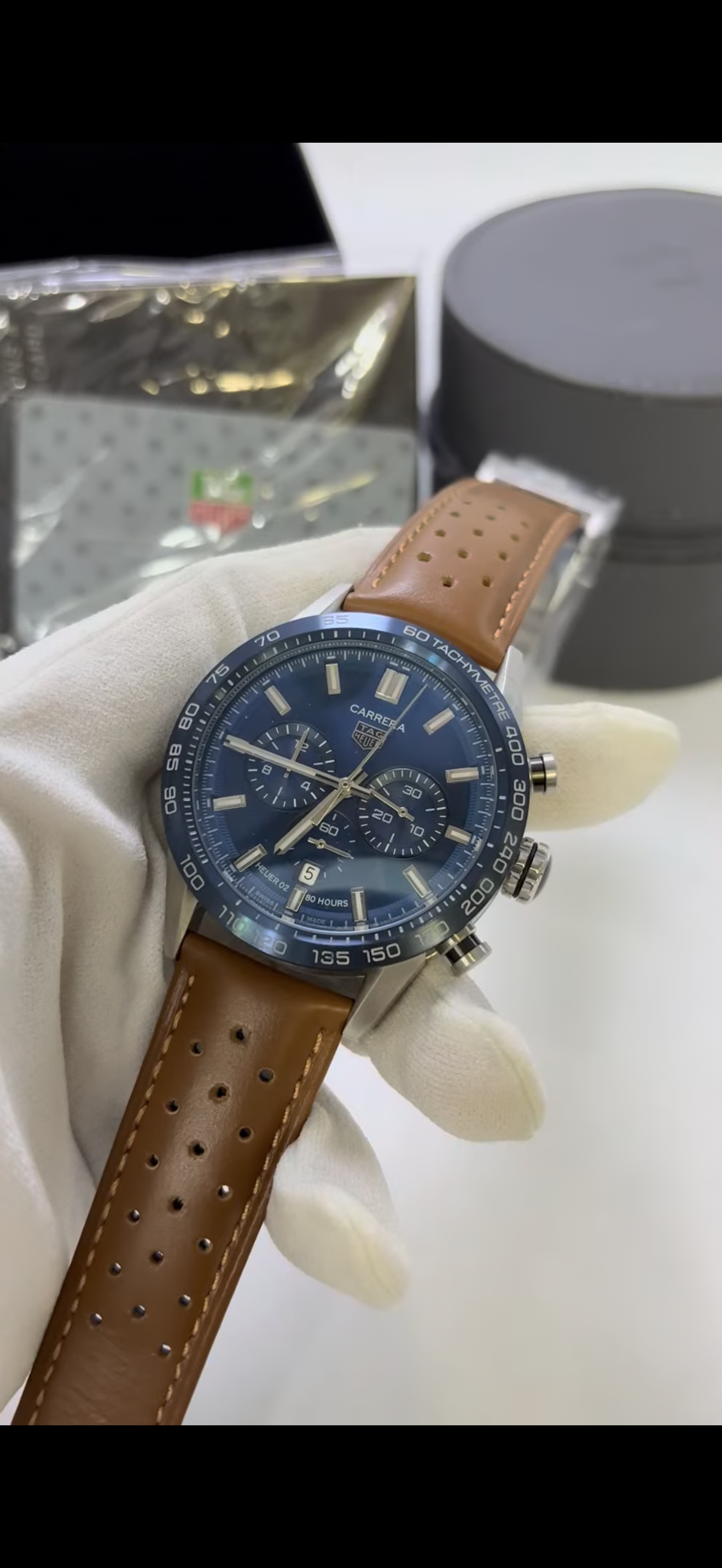Relogio Tag Heuer Carrera - Couro 43mm - Safira - Quartzo