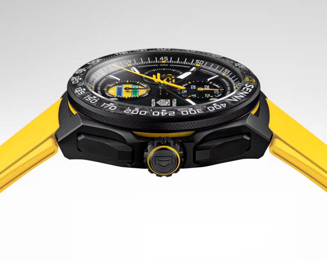 TAG Heuer Formula 1 Senna – Chronograph – Preto – Pulseira Borracha Amarela – 43mm | Premium AAA+