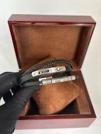 Pulseira Masculina Montblanc Premium – Multi Camadas em Couro Preto e Aço