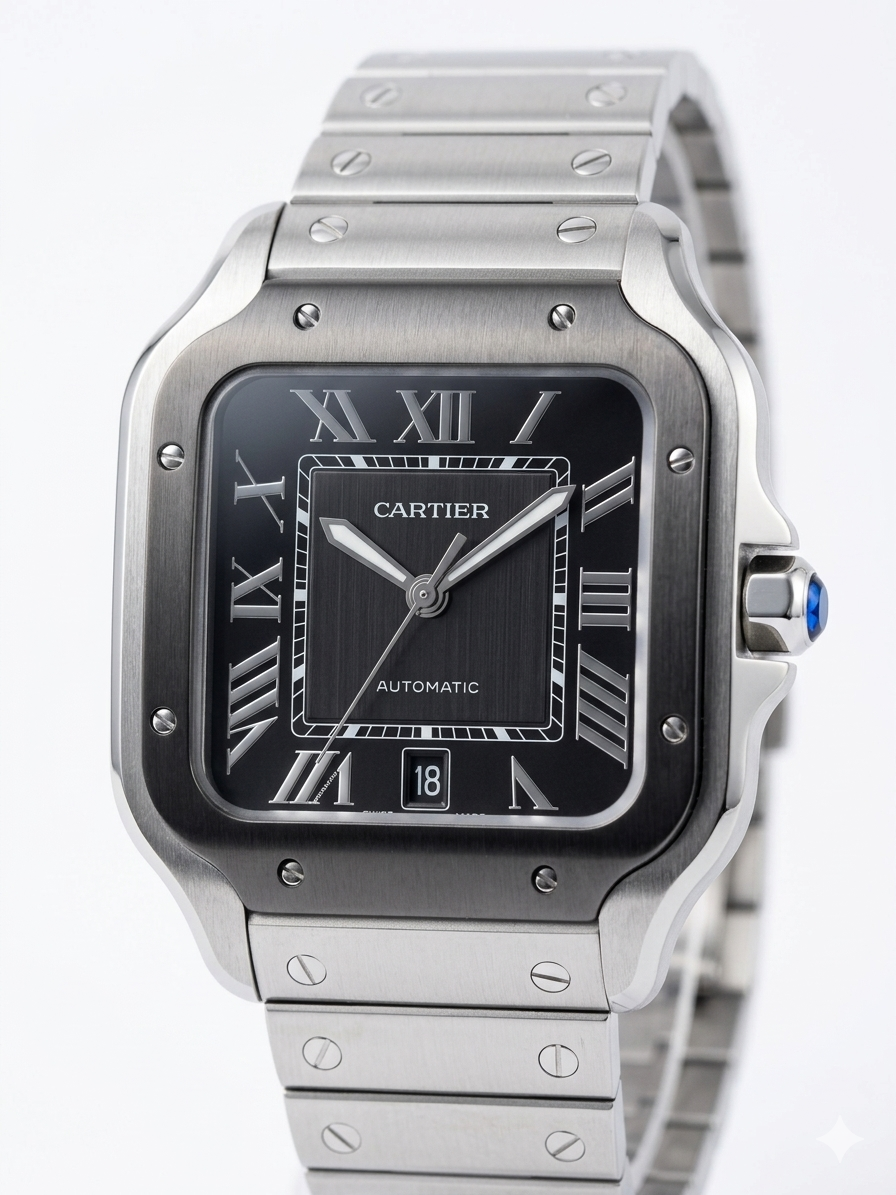 Cartier Santos Automático – Premium AAA+ | Vidro Safira | Top de Linha