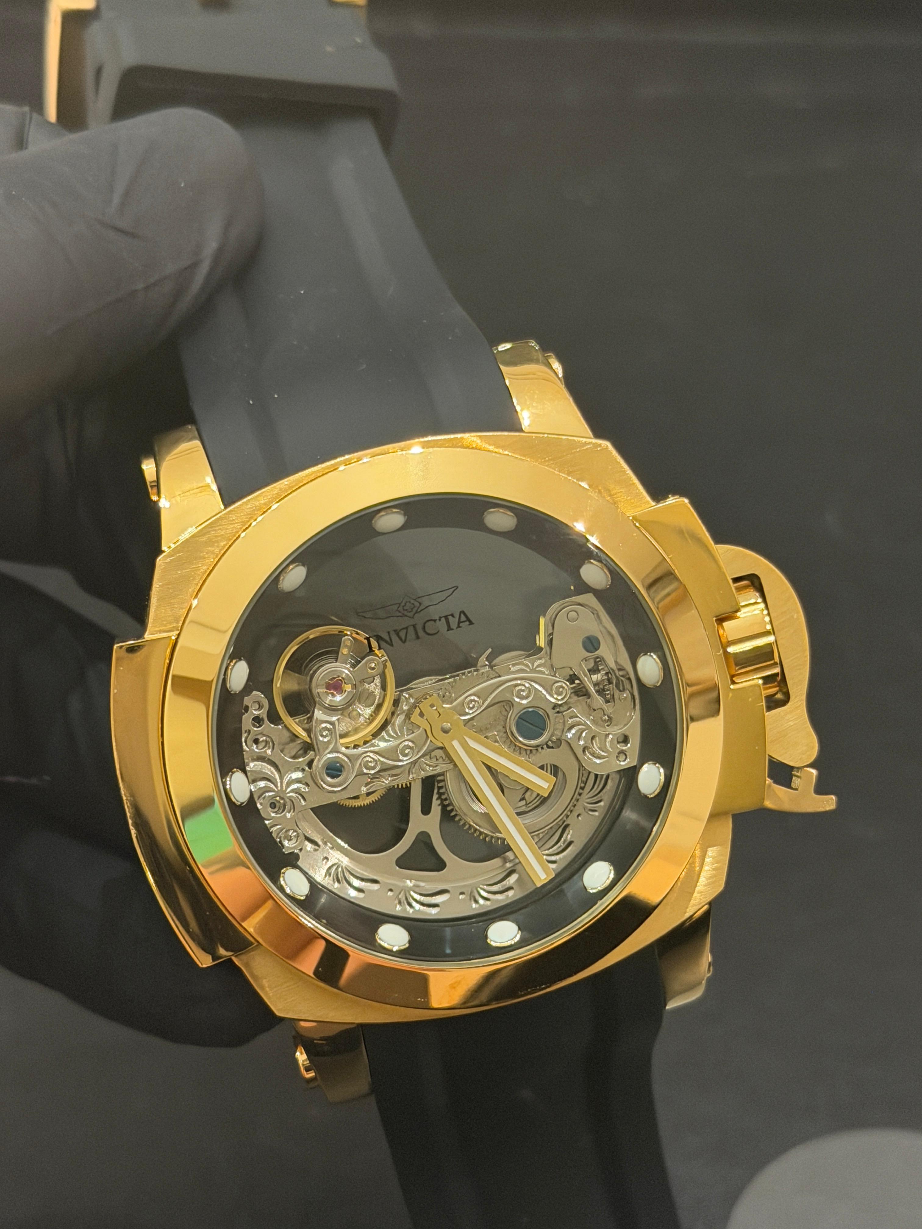 Relógio Invicta Linha Premium Gold Automático – Caixa Dourada | Design Exclusivo