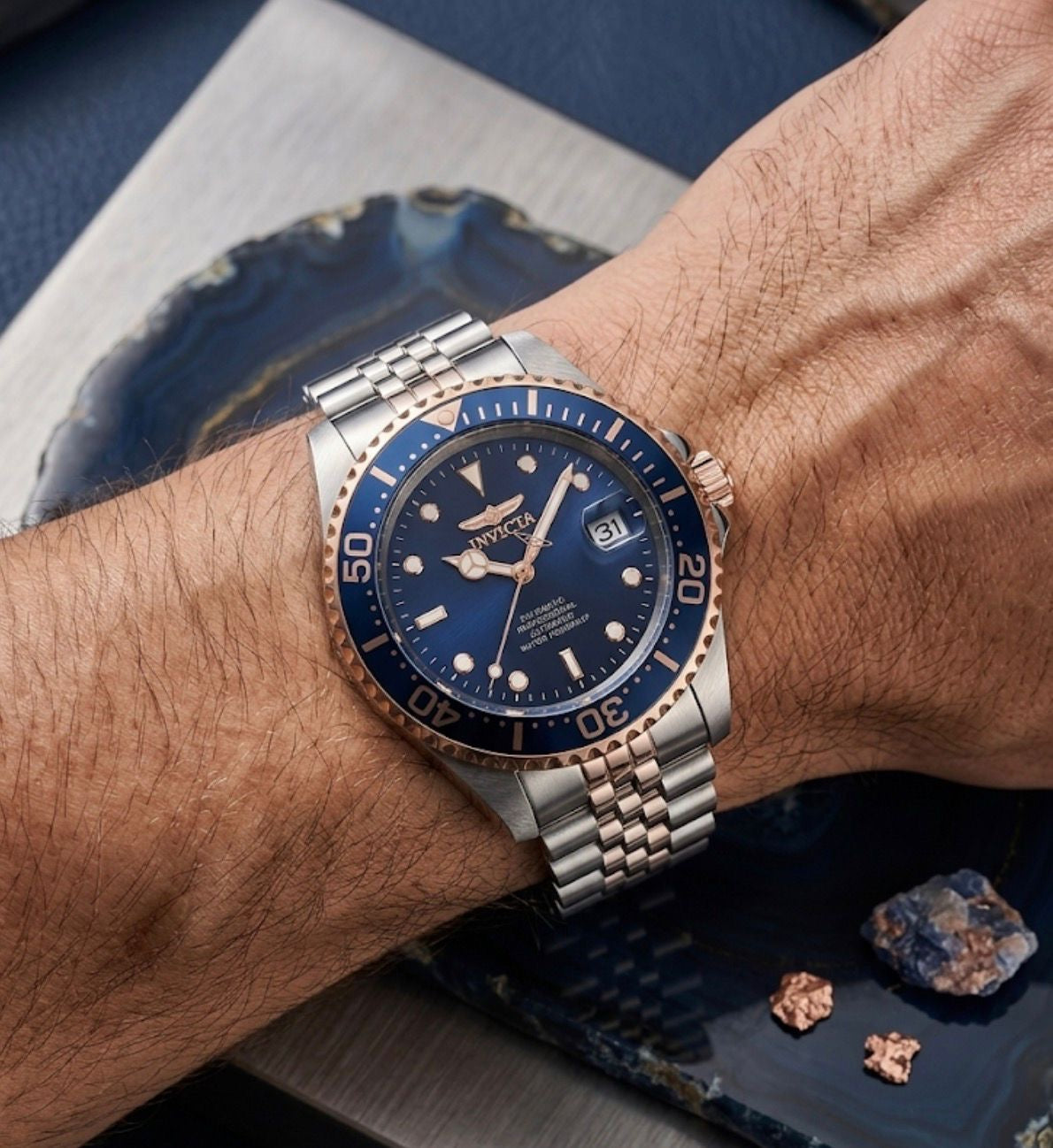 Relógio Invicta Automático Pro Diver Azul Bicolor Aço Inox Original - 42mm