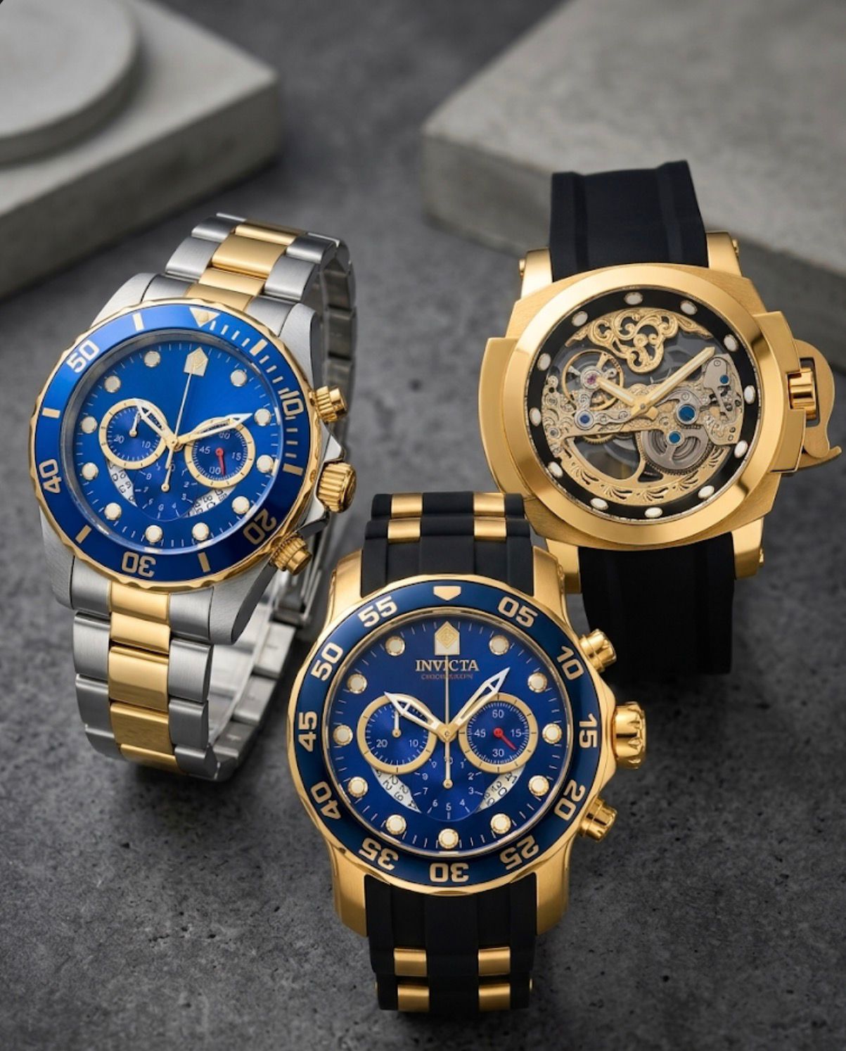 Relógio Invicta Linha Premium Gold Automático – Caixa Dourada | Design Exclusivo