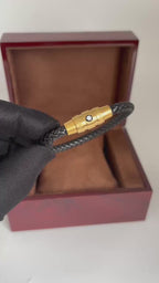 Pulseira Masculina Montblanc Premium – Aço Dourado e Trançado Preto
