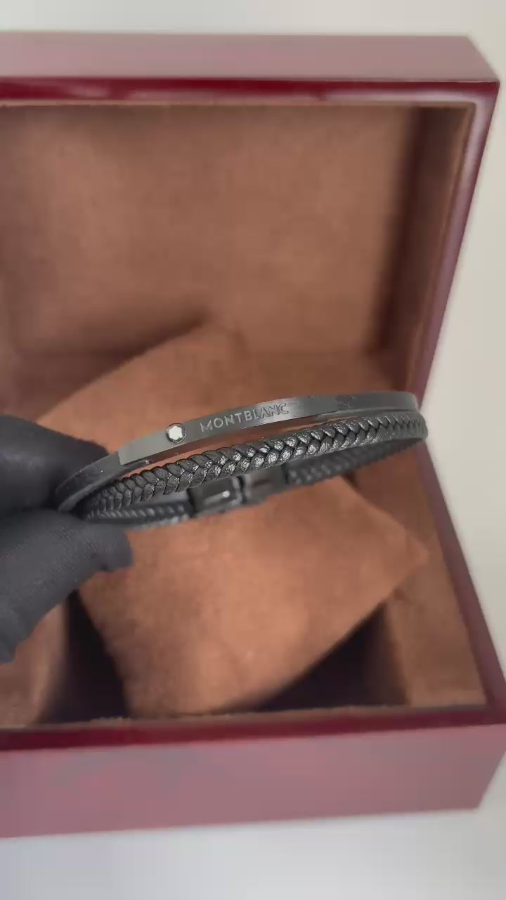 Pulseira Masculina Montblanc Premium – Trançada com Acabamento Texturizado em Aço