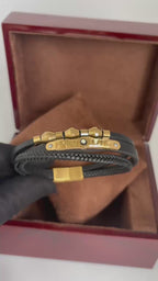 Pulseira Masculina Montblanc Premium – Multi Camadas em Couro e Aço Escovado